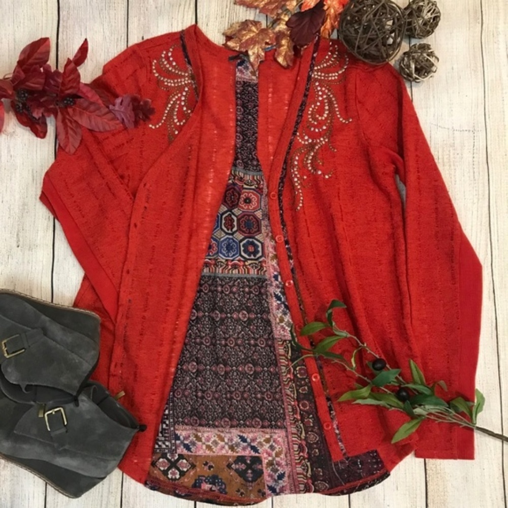 Miss Me Rust Let's Groove Cardigan